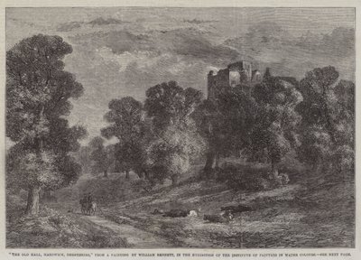 El viejo salón, Hardwick, Derbyshire, en la exposición del Instituto de Pintores en Acuarelas de William James Bennett